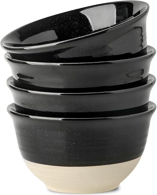 Hasense Ceramic Soup Bowls, 40 oz Large Salad Cereal Bowls Set of 4, Stackable Serving Bowls for Kitchen, Bowls for Pasta Ramen Noodle Pho, Dishwasher Microwave Safe, Gloss Black & Matte White