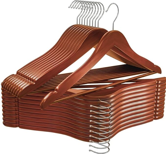 Utopia Home Premium Wooden Hangers 20 Pack - Durable & Slim Coat Hanger - Suit Hanger with 360-Degree Rotatable Hook - Wood Hangers with Shoulder Grooves (Cherry Color)