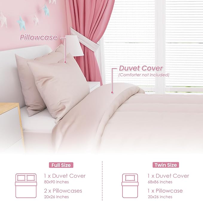 SANDJEST Beige Duvet Cover Sets Twin Size for Kids Boys Girls, Include 1 Polyester Comforter Cover 68x86 Inches and 1 Pillowcase 20x26 Inches, Comforter Not Included, Gift for Christmas Birthday