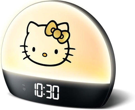 Hello Kitty Sunrise Alarm Clock - Multicolor Lights, USB Charging, LED Display, and Snooze Function