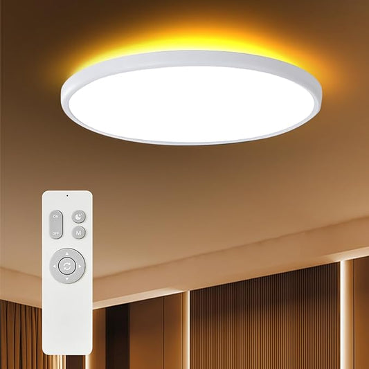 ocioc 18inch Flush Mount Ceiling Light Fixture with Remote Control, 40W, 2000K Nightlight, 3000K-6500K Color Changeable, LED Ceiling Light for Living Room/Bedroom/Kitchen White