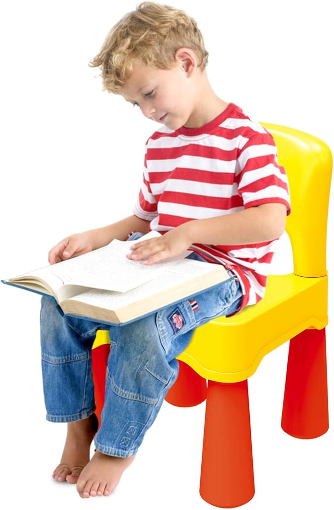 burgkidz Plastic Toddler Chair, Durable and Lightweight, 9.3" Height Seat, Indoor or Outdoor Use for Boys Girls for 18+ Months (Yellow)