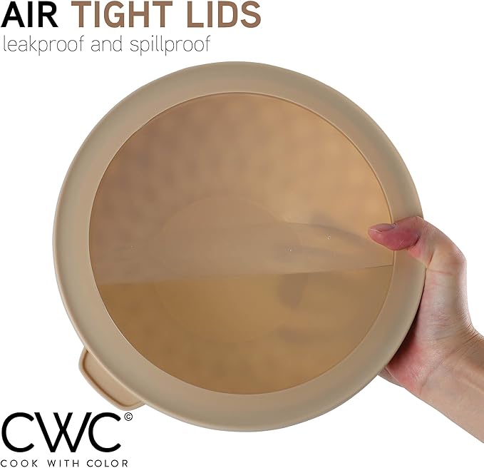 COOK WITH COLOR Mixing Bowls with Lids - 12 Piece Plastic Nesting Bowls Set includes 6 Prep Bowls and 6 Lids, Diamond Design - Microwave Safe