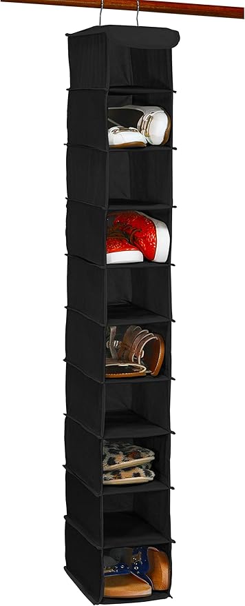 Simple Houseware 10 Shelves Closet Hanging Shoe Organizer, Black