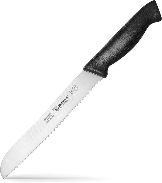 8 Inch Cuisine Pro Serrated Bread Knife, Premium Stainless Steel Wave Edge Razor Sharp Blade Knife for Bread, Dishwasher Safe, NSF Certified, Black