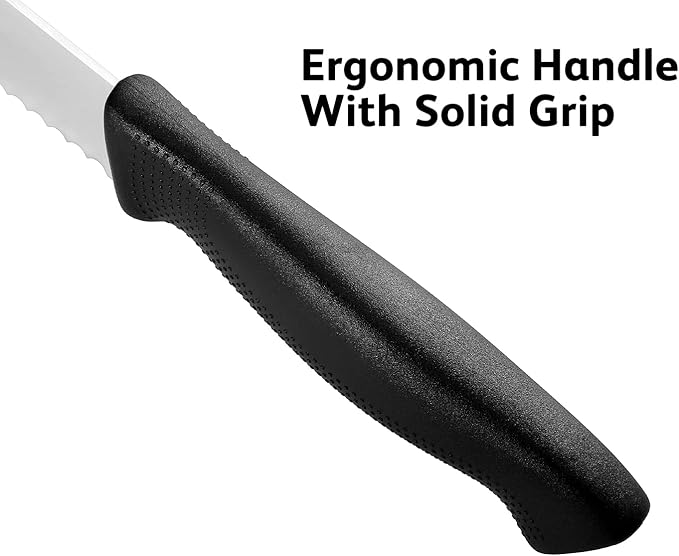 8 Inch Cuisine Pro Serrated Bread Knife, Premium Stainless Steel Wave Edge Razor Sharp Blade Knife for Bread, Dishwasher Safe, NSF Certified, Black