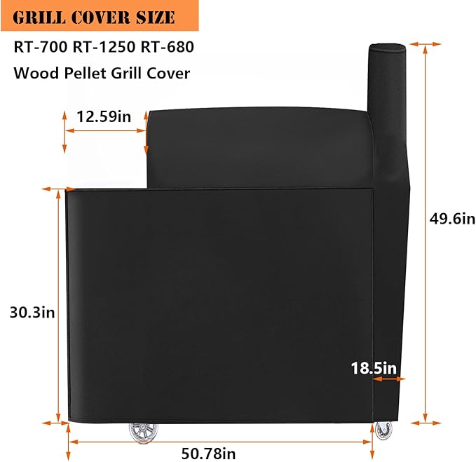 Grill Cover for recteq Flagship 1100,RT-700 RT-1250 RT-680 Wood Pellet Grill Cover | Full Length Heavy-Duty Premium Pellet Grill Cover for All-Weather Protection,Suitable for RT-700 RT-1250 RT-680