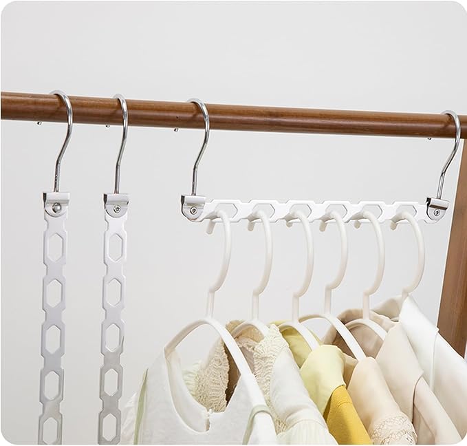 Hangers Space Saving, Metal Hanger Organizer, Closet Space Savers, Collapsible Magic Hangers for Heavy Clothes, Closet Organizers and Storage, College Dorm Room Essentials (Upgrade Chrome Metal)