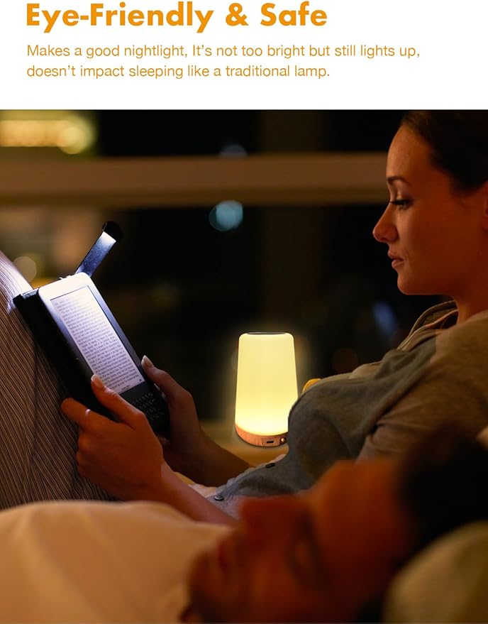 TLAOTNIY Baby Night Light, Dimmable Touch Lamp for Nursery, Portable Rechargeable Bedside Table Lamp for Bedroom, 5 Brightness&13 RGB Colors, Night Lamp for Kids Living Room Bathroom Hallways 2Pack