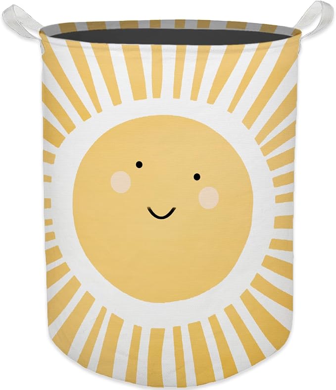 Cute Sunshine Laundry Basket, Boho Sunshine Nursery Waterproof Collapsible Laundry Hamper Dirty Clothes Storage Toy Bin Organizer for Toddler Baby Kids Room Bedroom Bathroom College Dorm