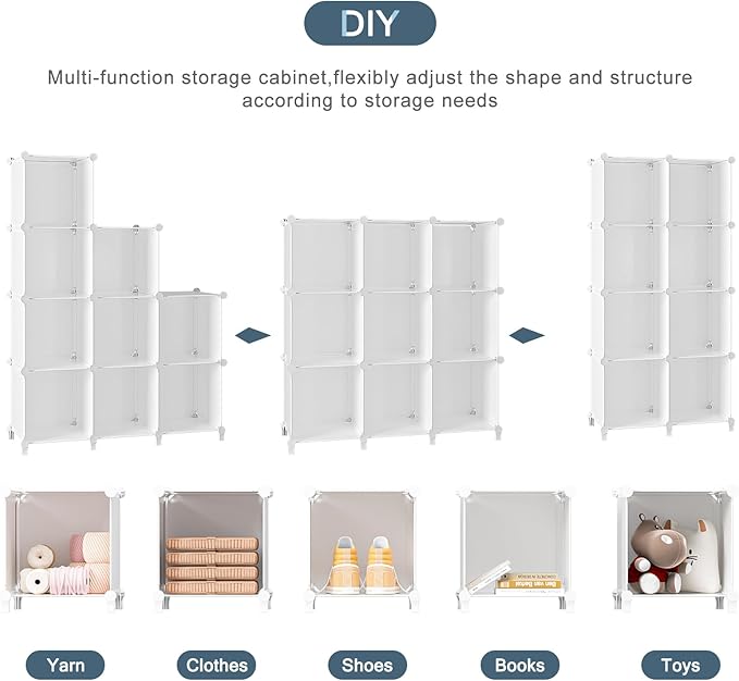 Neprock Closet Organizer,9 Cubby Storage Organizer,Book Shelf,Clothes Yarn Storage for Bedroom Organization(White)