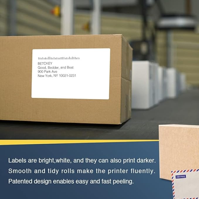 BETCKEY - Compatible Shipping Labels Replacement for Brother DK-1241 (4 in x 6 in), Use with Brother QL Label Printers [6 Rolls/1200 Labels]