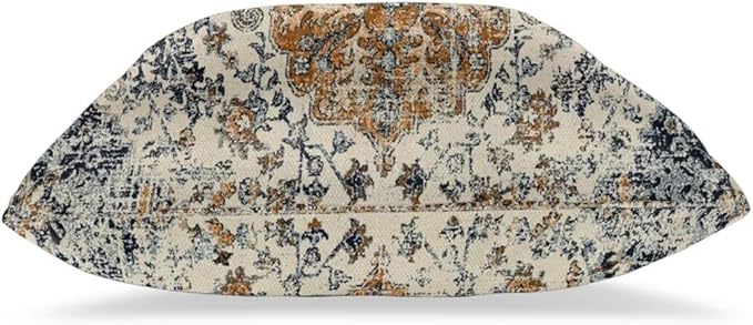 Boho Throw Pillow Covers 24x24 Set of 2, Ethnic Carpet Pattern Pillow Covers Gold Blue Rustic Farmhouse Cushion Cases Linen Decorative Gifts for Couch Sofa Indoor Outdoor