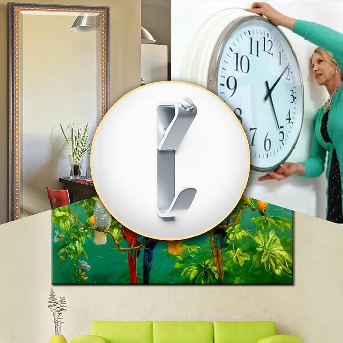 Picture Hangers Hanging Hooks-100lbs Picture Frame Hooks Large Heavy Duty Picture Hooks Kit with Nails for Wall Drywall 20pcs,Silver