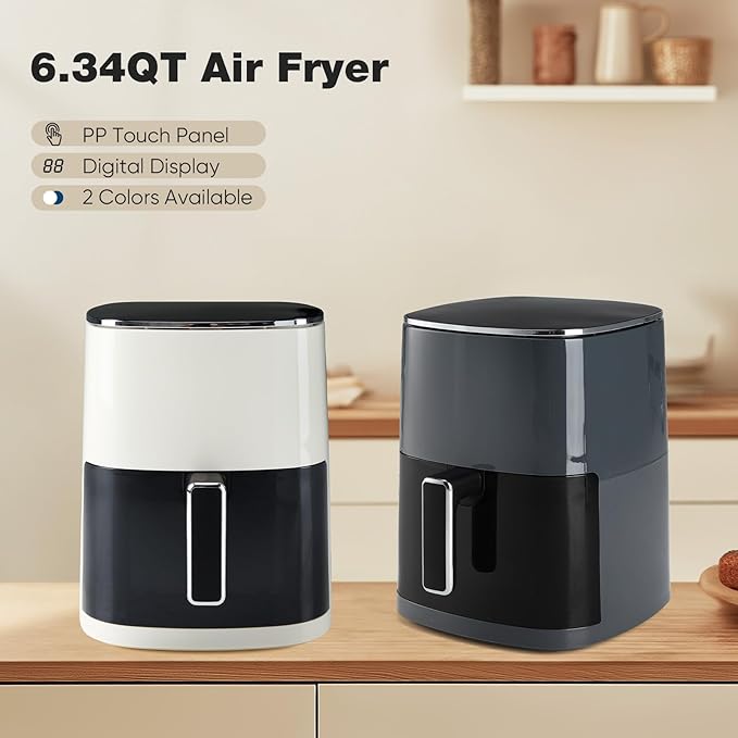 OLIXIS Air Fryer 6 Quart with Window Square Air Fryer 12-in-1 Air Fry, Roast, Reheat, Dehydrate, Bake, Steam, Fries, Custard, Chicken, Wings, Sea Food, Vegetabels,400F Beige