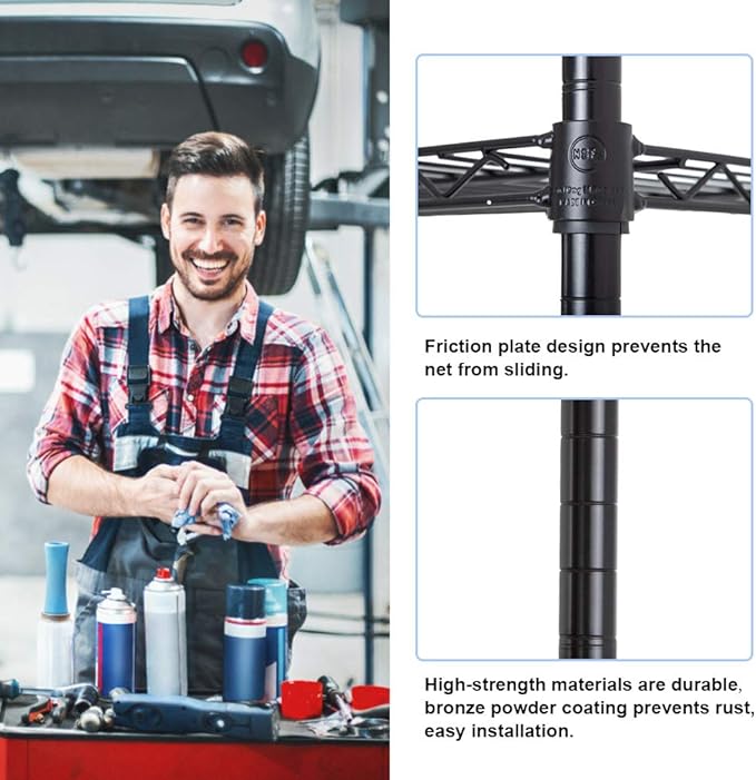 PayLessHere 42" D x 16" W x 72" H Wire Shelving Unit Heavy Duty Storage Rack 6-Tier Metal Shelf Garage Organizer Wire Rack,Black