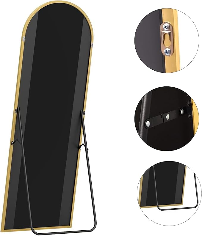 Full Length Mirror, 71"x30" Arched Floor Length Mirror, Oversized Standing Mirror, Hanging or Leaning Against Wall Mounted Mirrors, Large Full Body Mirrors with Aluminum Frame for Bedroom (Gold)