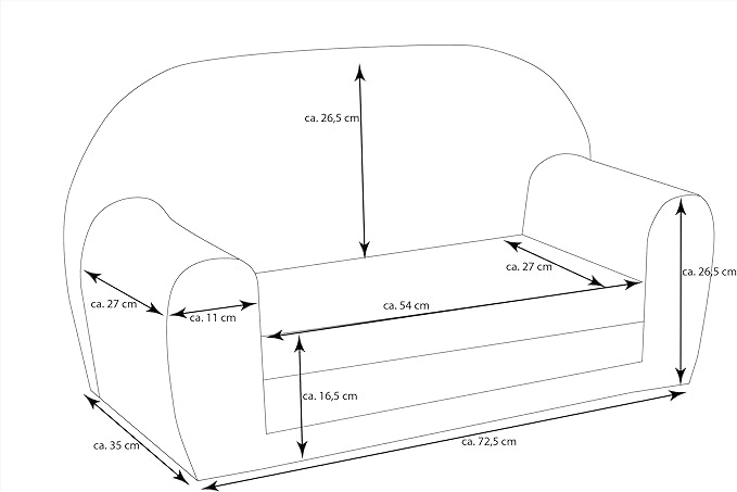 Delsit Kids Couch for Toddlers - 2 in 1 Convertible Foam Sofa to Lounger, Comfy Flip Out Lounge Chair for Children, Made in Europe