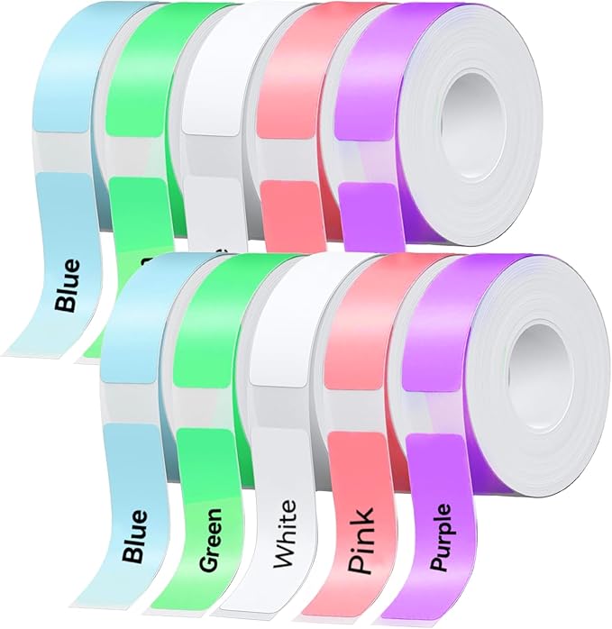 Label Maker Tape Refill 12mm 0.47, Standard Laminated Thermal Label Tape Replacement, 0.47"×1.57"(12×40mm) 1650 Labels/10Rolls/Pack, High Definition Labeling Tape for Home Office School Hotel