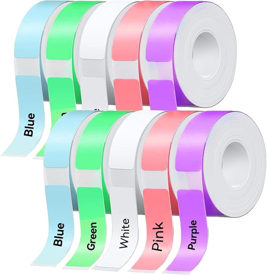 Label Maker Tape Refill 12mm 0.47, Standard Laminated Thermal Label Tape Replacement, 0.47"×1.57"(12×40mm) 1650 Labels/10Rolls/Pack, High Definition Labeling Tape for Home Office School Hotel