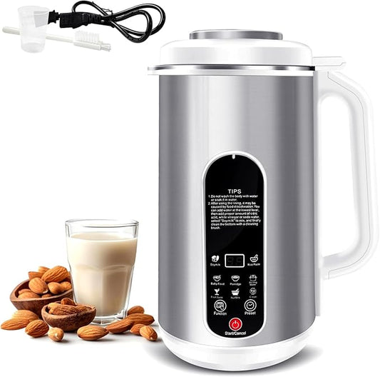 8-in-1 Nut Milk Maker Machine | 40oz Automatic Stainless Steel Milk Maker for Homemade Soy, Almond, Oat Milk, Juice, Baby Food & Non Dairy Beverages | with Delay Start/Keep Warm/Boil Water/Self-Clean