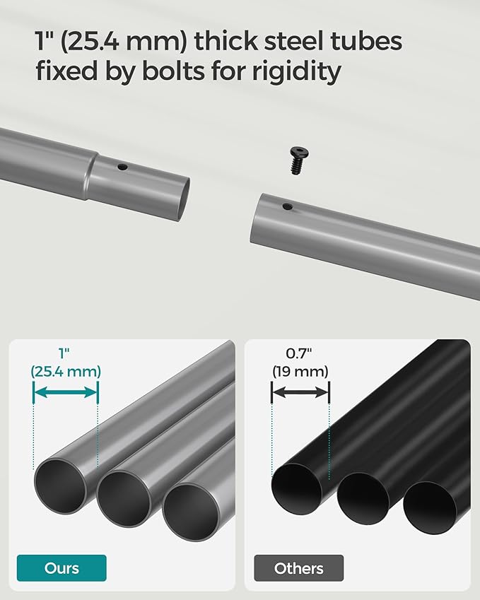 SONGMICS Clothes Rack with Wheels, Clothing Rack for Hanging Clothes, 25.4 mm Metal Garment Rack with Dense Mesh Storage Shelf, 110 lb Load Capacity, 2 Brakes, Gray UHSR025G01