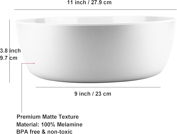 KOXIN-KARLU 11-inch Melamine Mixing and Serving Bowls, set of 2 White