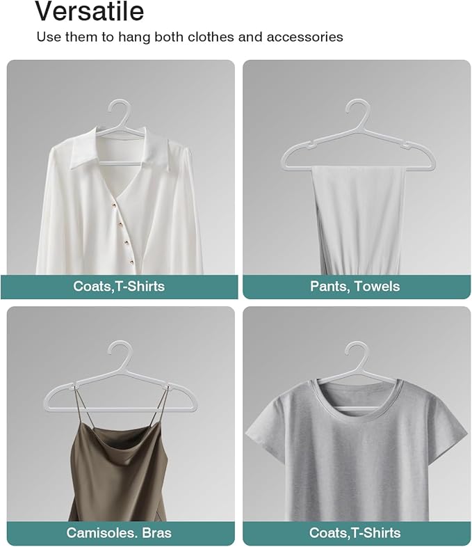 100 Pack Clothes Hangers, Non Slip Plastic Coat Hangers, Space Saving, Heavy Duty, Hanging Dry Wet Clothes, 16.4" x 8.3", Gray, UAPY05100G