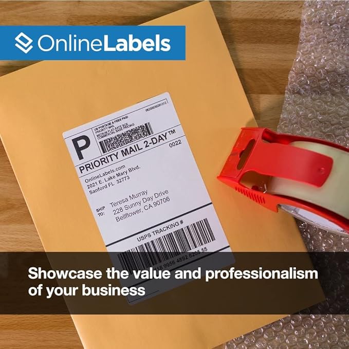 8.5 x 5.5 Half-Sheet Shipping Labels - Permanent, White Matte - for FBA, FedEx, UPS - Pack of 20,000 Labels, 10,000 Sheets - Inkjet/Laser Printers - Online Labels