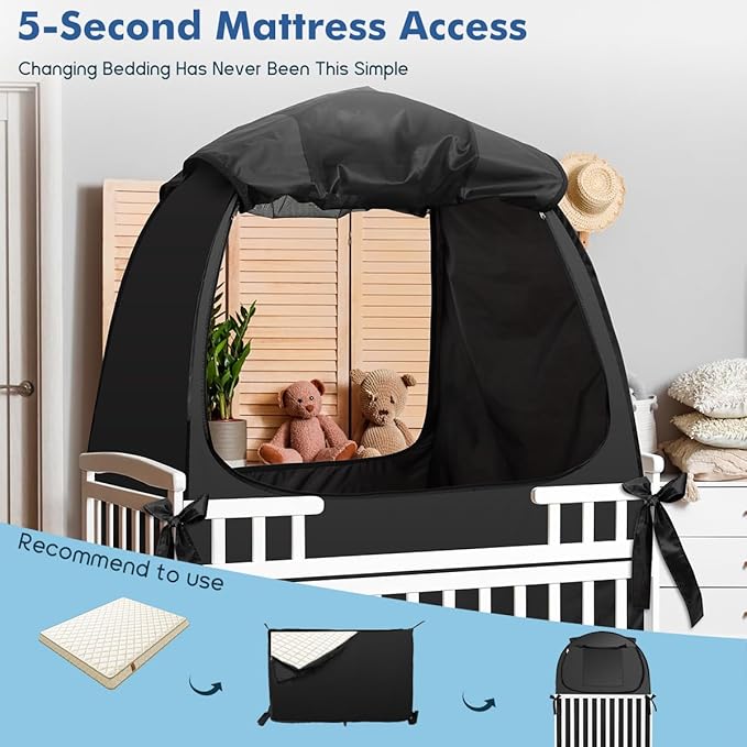 Pack N Play Blackout Cover, Portable Travel Essential Pack N Play Cover, Dark Pack and Play Blackout Cover for Baby Sleeping, Block 90% + Light