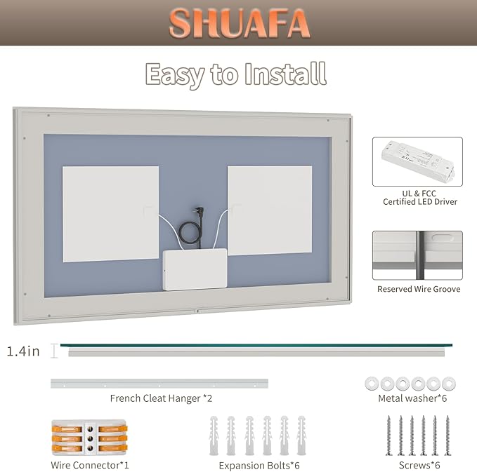 LED Mirror for Bathroom, 60x36 Inch Backlit + Front Lighted Bathroom Vanity Mirror with Lights for Wall, Double Light Strips, 3 Colors, Shatter-Proof, Anti-Fog and Brightness Memory