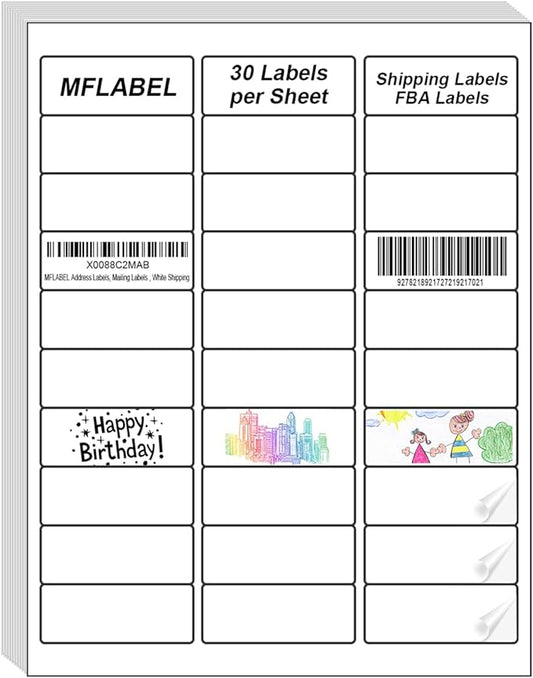 MFLABEL Address Label, 1" x2-5/8 Mailing Sticker, 30-UP White Shipping Labels for Inkjet or Laser Printer, 120000 Sticker Labels (4000 Sheets), 30 Label per Sheet