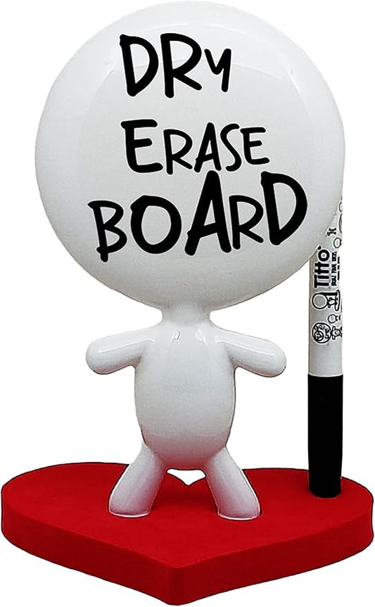 Dry Erase Board - TITTO in Love, Draw Your Ideas - Ceramic Desk Coworkers Whiteboard Doll - Red Office Decor Design - Back to School Love Gifts - RED