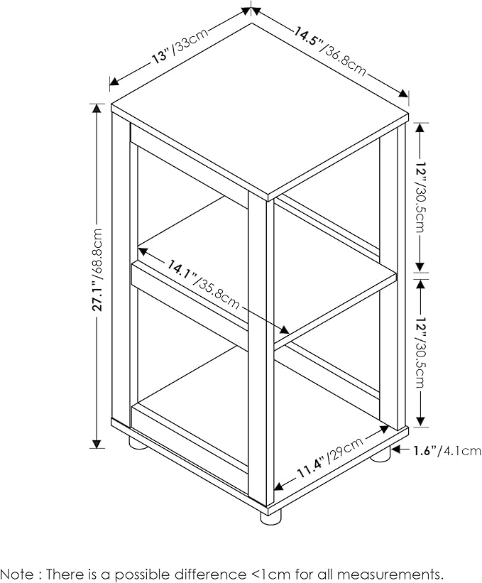 Furinno Romain 2-Tier Tall End Table, Espresso