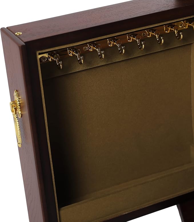 SHZICMY 5 Layers Solid Wooden Jewelry Boxes With Mirror,Vintage Jewelry Storage Organizer for Bracelet Necklace Ring Storage