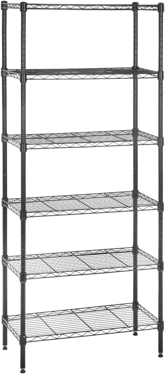 PayLessHere 6-Shelf Adjustable Standing Shelf Storage Shelf Wire Shelving Unit Metal Shelves Unit Shelving 13" W X 23D X 59 "H,Black