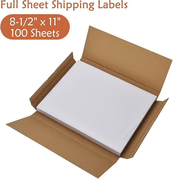 9527 Product 100 Sheets Sticker Labels 8-1/2" x 11" Shipping Address Labels for Laser/Ink Jet Printer,100 Labels.