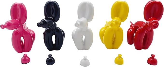 Balloon Dog Mini Poop Dog Decoration Desktop in Living Room Art Animal Small Statue, Bookshelf Decor (White)