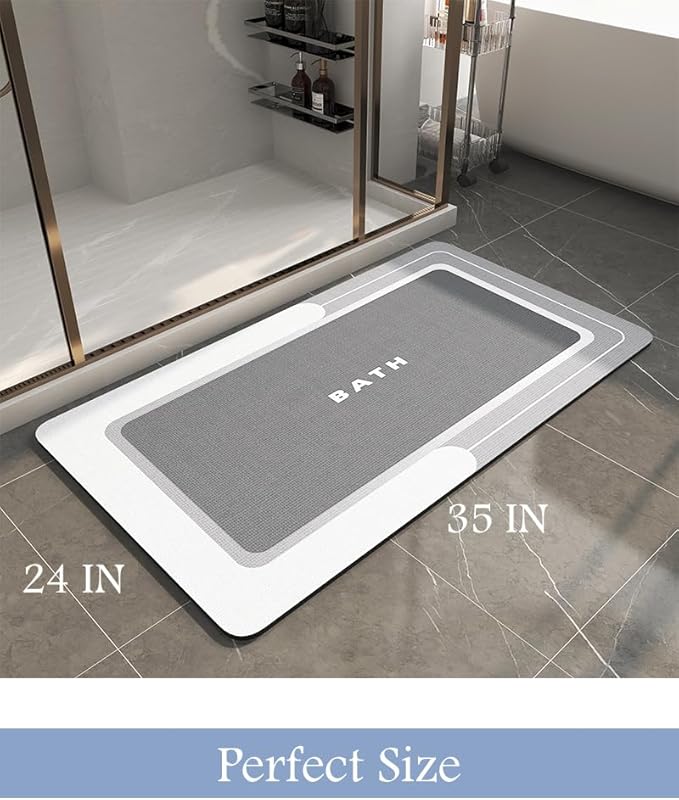 MontVoo-Bath Mat-Bathroom Mat Rug Non Slip Super Absorbent Stain Resistant Quick Dry Thin Bathroom Rug-Bath Mats for Bathroom Floor Bathtub Vanity-Bathmat Bath Rug Easy Care-24"x35" Gray