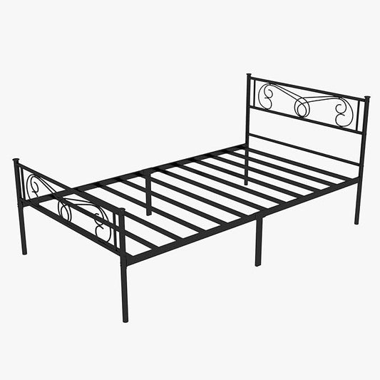 Metal Platform Bed Frame with Headboard & Footboard, Steel Slats Mattress Foundation No Box Spring Needed, 800Lbs Capacity, Noise-Free