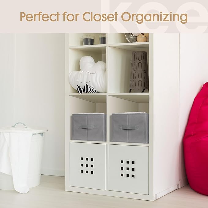 Criusia 6 Pack Large Clothes Organizer, Wardrobe Closet Organizer and Storage with Handles, Foldable Fabric Closet Organizers Dividers for Clothing, Pants, Jeans, Sweater, T-shirts, Grey