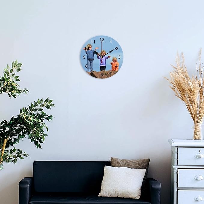 Custom Wall Clock, Personalized Wall Clock with Photo/Image Text Non-Ticking Clock Silent Customized Digital Wall Clocks Customized Gift for Living Room Kitchen Bathroom Home Decor 9.84''