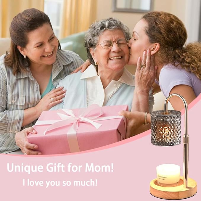 Candle Warmer Lamp with Timer Dimmer Adjustable Height for New Home House Bedroom Decor,Wax Melt Warmer with 2 Bulbs for Jar Candles, Gifts for Mom Women Friend Sister Birthday | Gray