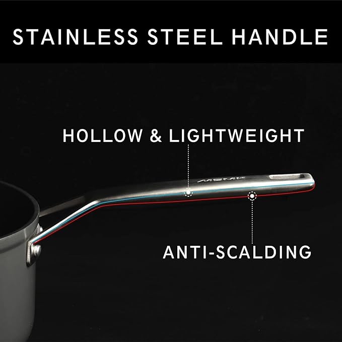 MSMK 2.5 Quart Sauce Pan with lid, Stay-Cool Handle, Burnt also Nonstick, Scratch-resistant, Induction Cooking Pot