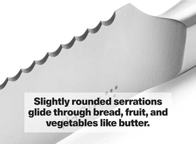 Misen Serrated Bread Knife – High-Carbon Japanese AUS8 Steel – Effortless Slicing of Bread, Pastries, and Fruits – Razor-Sharp Edge and Durable Blade with Ergonomic Handle - 8", Blue