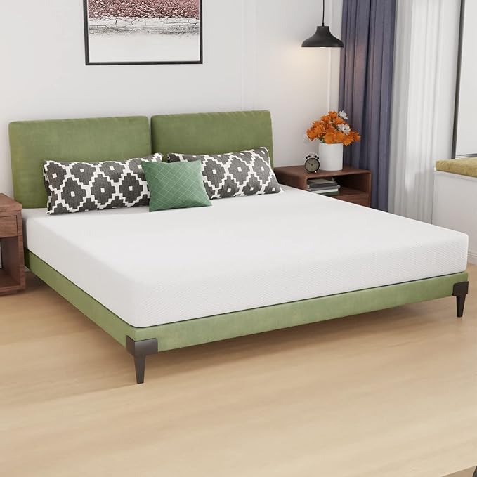 PayLessHere Gel Memory Foam Mattress 8 inch Mattress, CertiPUR-US Certified,Breathable Bed Mattress for Cooler Sleep Supportive & Pressure Relief,Removable Soft Cover,White King，Fiberglass Free