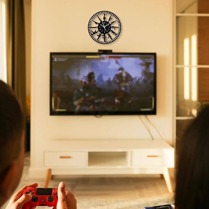 Guns Vinyl Record Wall Clock,12 Inch Firearms Decoration Home Theme Clock,Black Wall Decor for Kid's Room/Game Room/Living Room, A Gift for Boy/Boyfriend/Husband/Friend