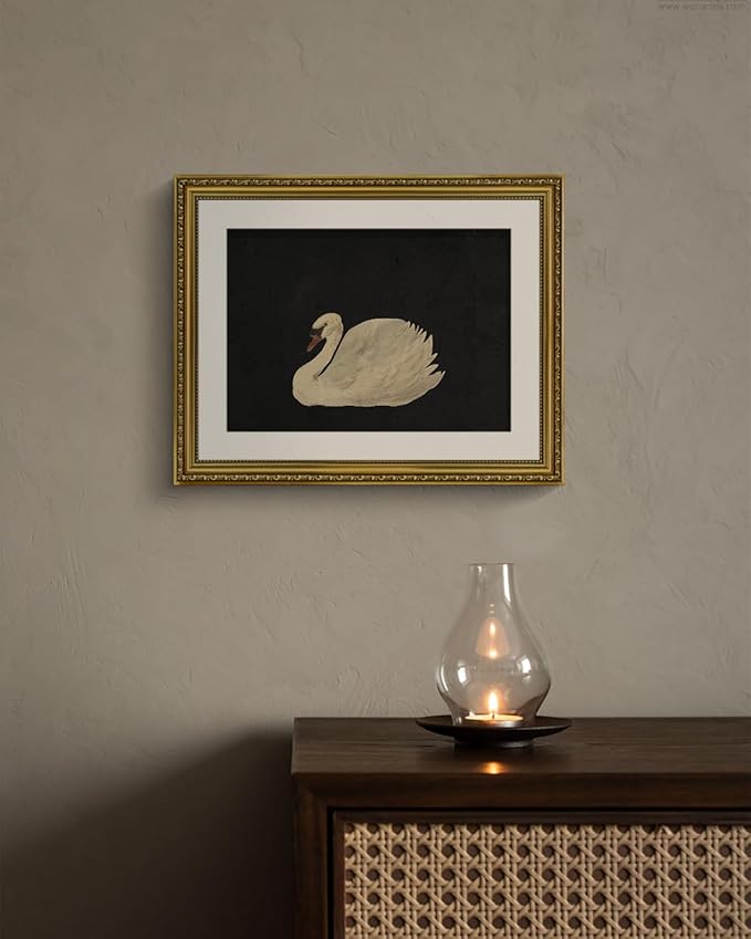 VIYYIEA Gold Framed Wall Art Canvas Print Home Decor Wall Decorations Grace Swan Art Painting Pictures Rustic Bathroom Wall Decor Farmhouse Wall Decor for Living Room Bedroom Office Decor 16x20in