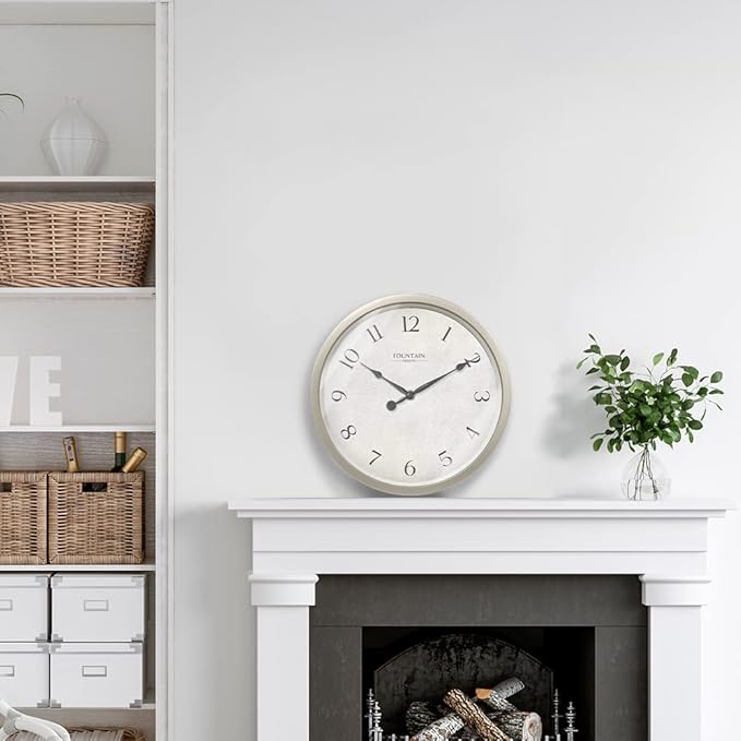 Modern Farmhouse Clock, Non Ticking Silent Clock, Modern and Vintage (Morning Silver, 10 inch)