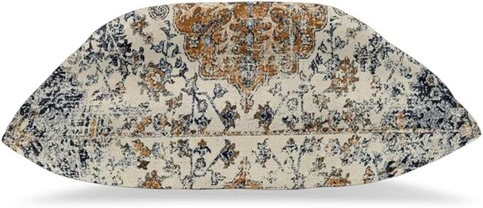 Boho Throw Pillow Covers 20x20 Set of 2, Ethnic Carpet Pattern Pillow Covers Gold Blue Rustic Farmhouse Cushion Cases Linen Decorative Gifts for Couch Sofa Indoor Outdoor